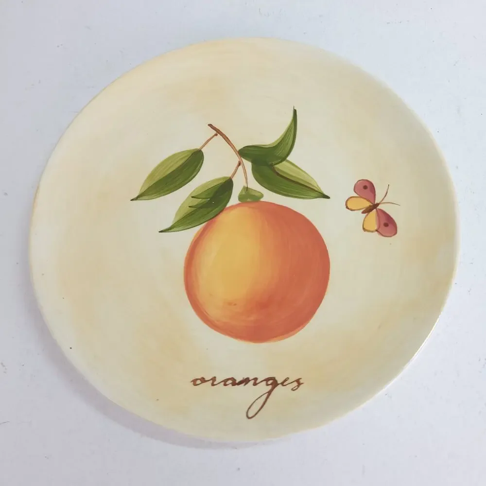 Pier 1 Provence Salad Plates Glazed Earthenware Pear Apple Orange Raspberry
